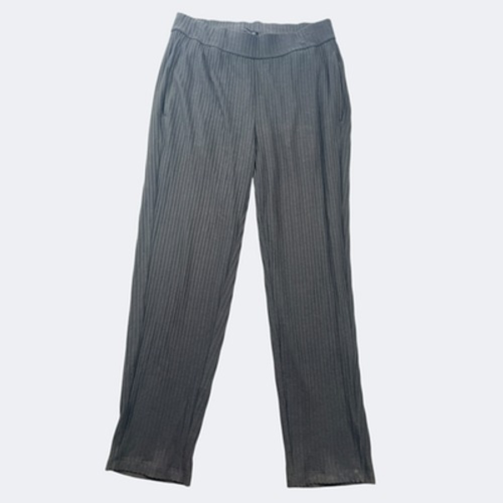 Eileen Fisher Pants SP Gray Rib Knit Tencel Pull On‎ Straight Leg Relaxed USA